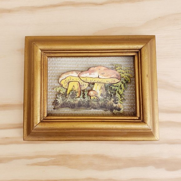 Vintage Paper Toile 3D Toadstool Framed Art - Picture 2 of 5